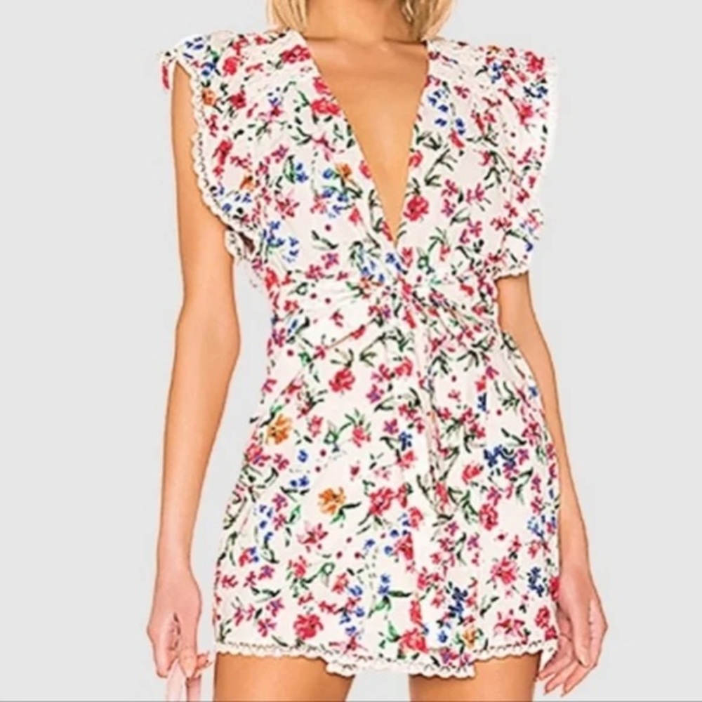 Lovers + Friends Floral Mini Dress - White and Pink